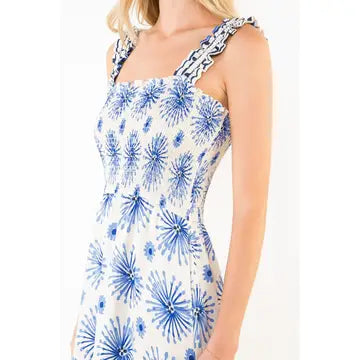 THML Floral Print Ruffle Strap Midi Dress