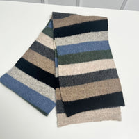 Contrast Striped Wool Knit Scarf