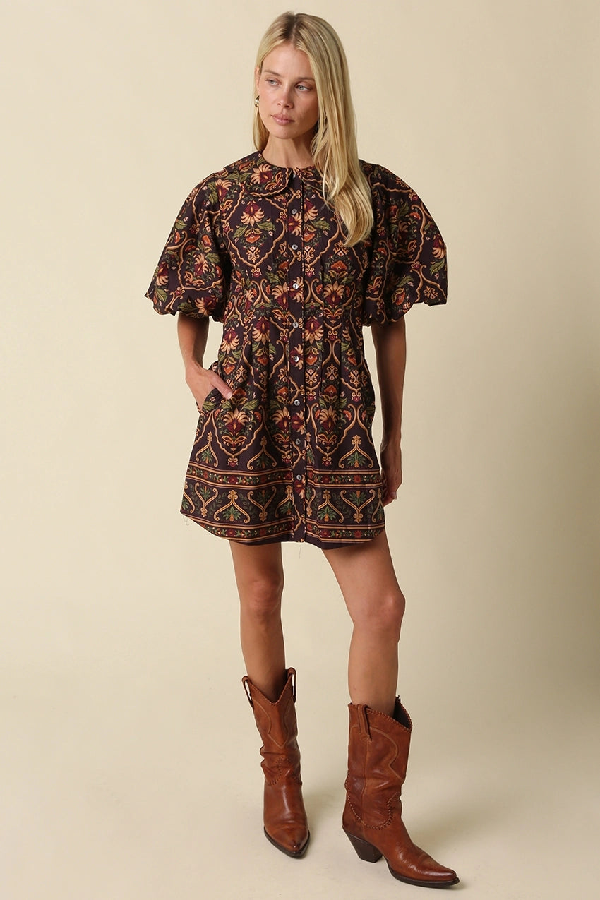 Olivaceous Veda Paisley Mini Dress