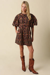 Olivaceous Veda Paisley Mini Dress