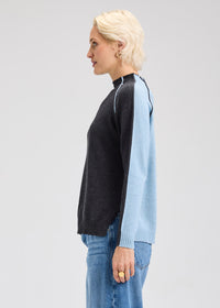 Zaket & Plover Reversible Block Funnel Neck Sweater