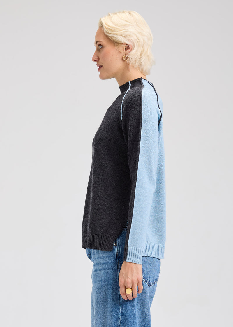 Zaket & Plover Reversible Block Funnel Neck Sweater