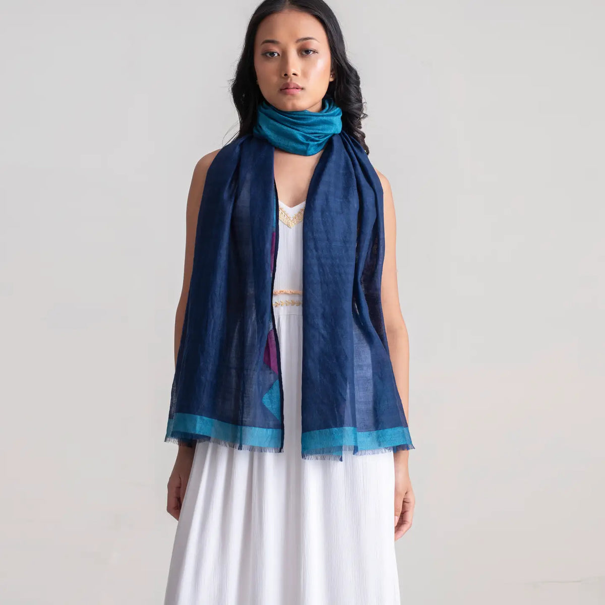 Sadhu Collective Silk Wool Jamdani Scarf