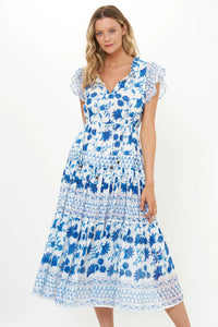 Oliphant Cinched Flirty Midi Marion Blue
