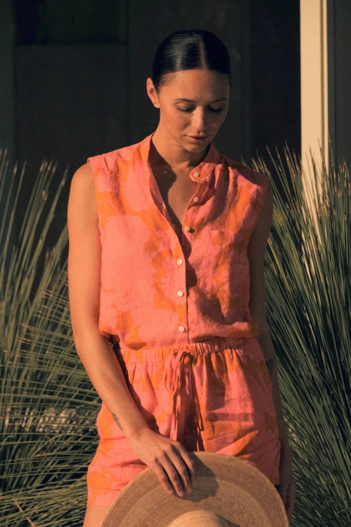 Trovata Birds of Paradis Eres Sleeveless Floral Print Shirt