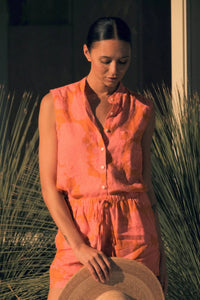 Trovata Birds of Paradis Eres Sleeveless Floral Print Shirt