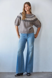 By Together Short Sleeve Fair Isle Sweater