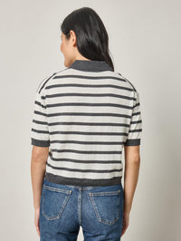 Lilla P Drop Shoulder Stripe Polo Sweater