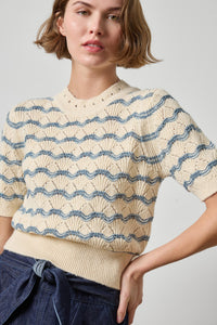Lilla P Short Sleeve Multi Stitch Sweater