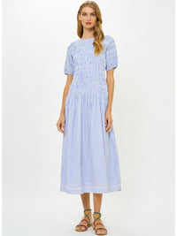 Oliphant Striped Smocked Drop Waist Maxi Dress