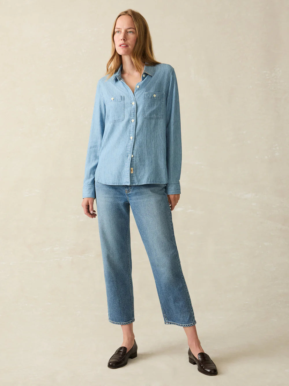 Faherty Mid Wash Chambray Shirt