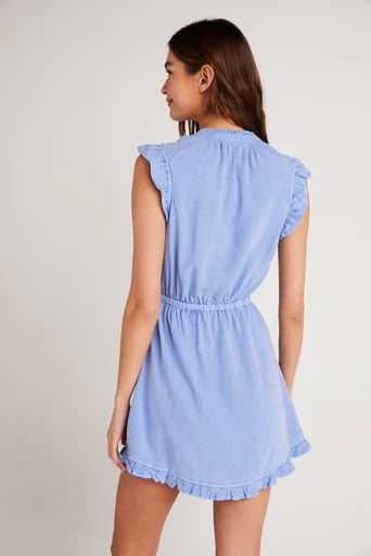 Bella Dahl Ruffle Sleeve Mini Dress Peri Blue