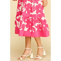 Pinch Bold Floral Print Tiered Midi Dress
