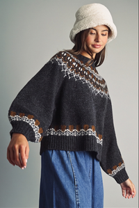 Miou Muse Nordic Fair Isle Jacquard Sweater