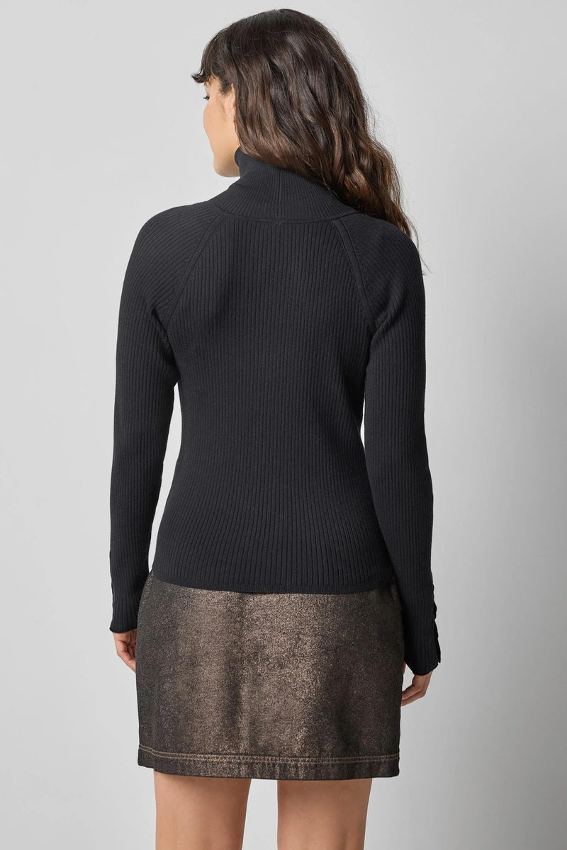 Lilla P Cotton Cashmere Slim Rib Turtleneck