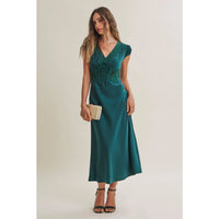 In February Silky Satin Lace Midi Dress