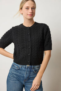 Lilla P Short Sleeve Cashmere Blend Cardigan