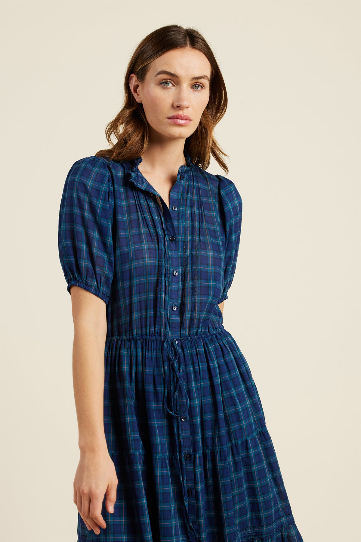 Trovata Birds of Paradis Oceanside Plaid Hildie Dress-Final Clearance