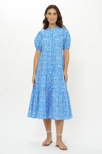 Oliphant Scoop Tier Midi Dress Ditsy Blue