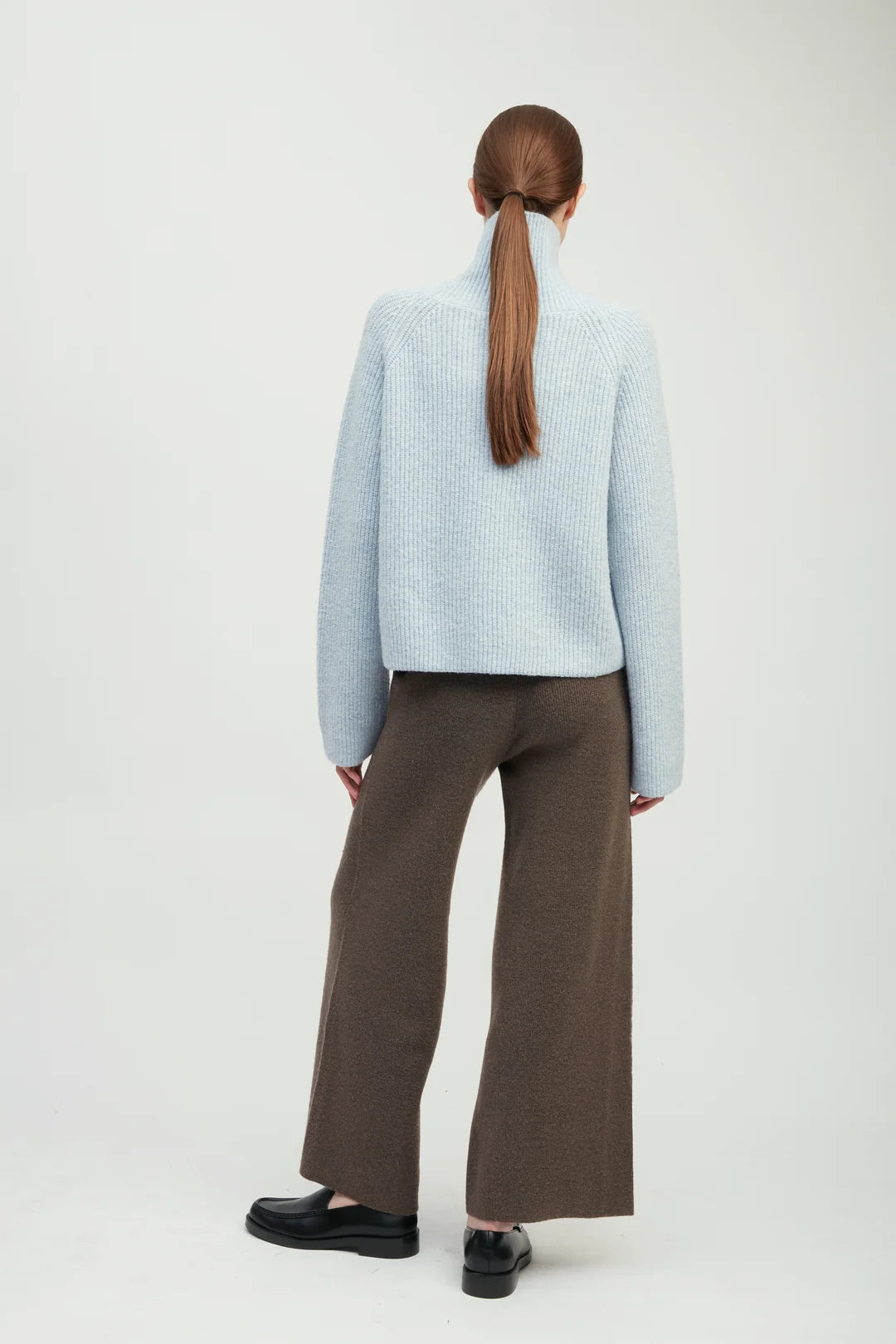 Common Knit Funnel Neck Rib Knit Sweater