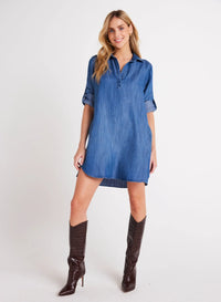 Bella Dahl Long Sleeve Shirt Dress Moonlit Haze