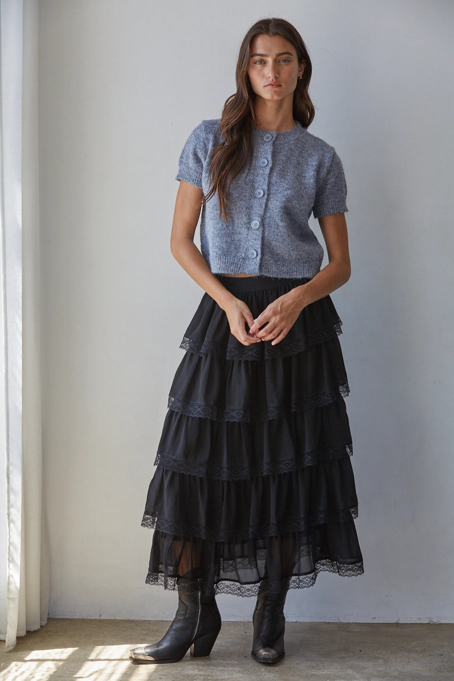 By Together Short Sleeve Button Down Cardigan