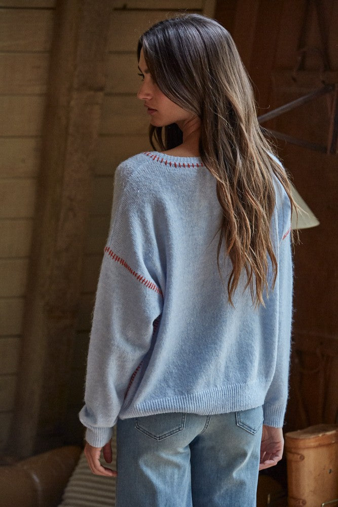 By Together Contrast  Stitch Crew Sweater