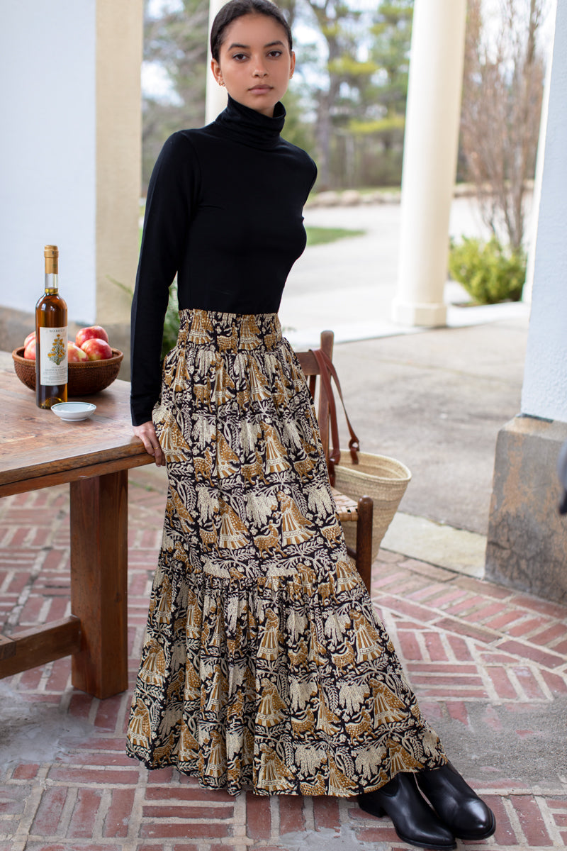 Emerson Fry Shirred Story Print Skirt
