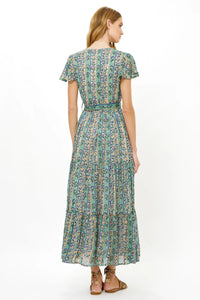 Oliphant V-Neck Maxi Dress Taj Aqua