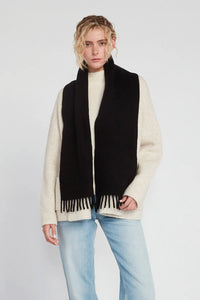 Look by M Wool Blend Fringe Trim Scarf