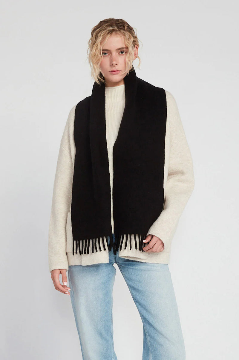 Look by M Wool Blend Fringe Trim Scarf
