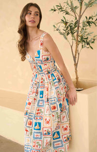 Moon River Nautical Sweetheart Midi Dress