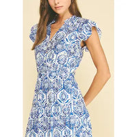Pinch Mosaic Tile Print Maxi Dress