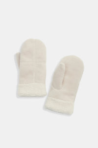 Common Knit Sherpa Trim Cross Mittens