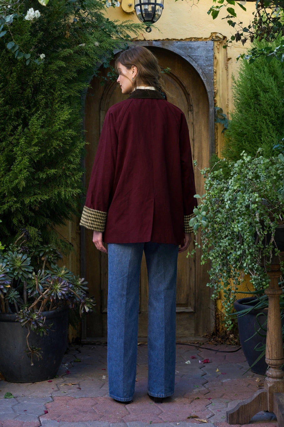 Moon River Contrast Collar Barn Coat