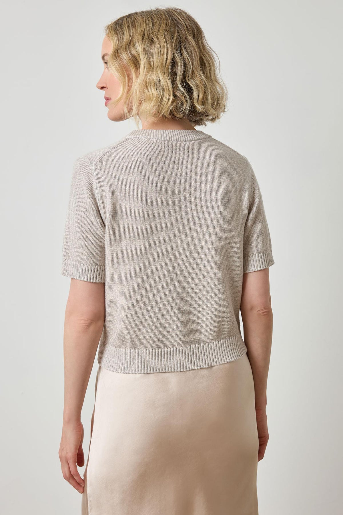 Lilla P Cotton Cashmere Short Sleeve Sparkle Sweater
