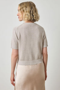 Lilla P Cotton Cashmere Short Sleeve Sparkle Sweater