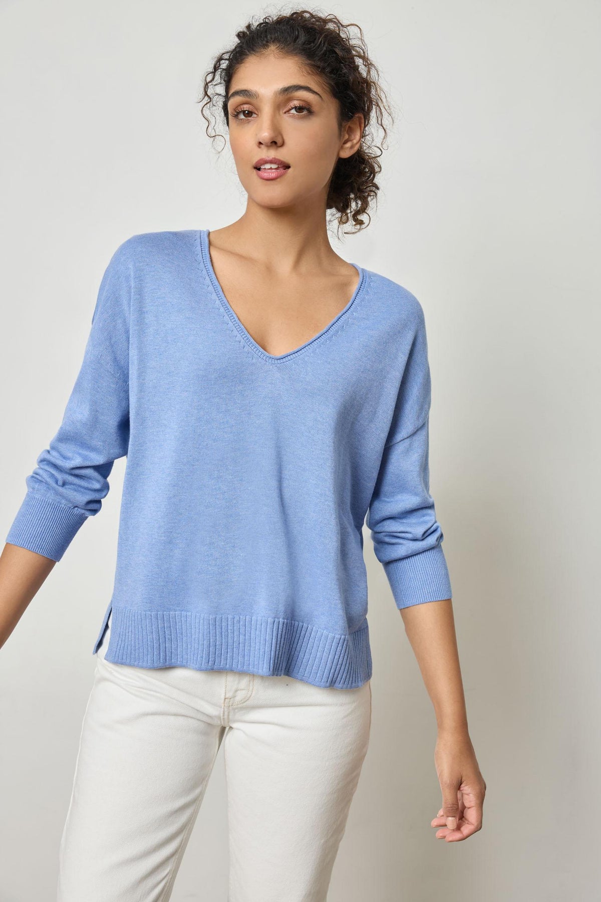 Lilla P 3/4 Sleeve Drop Shoulder Sweater