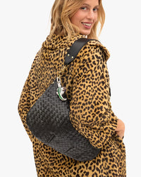 Clare V Moyen Messenger Black Woven Diagonal Bag