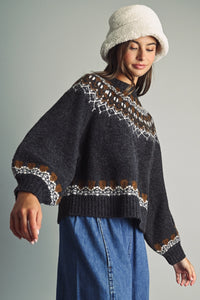 Miou Muse Nordic Fair Isle Jacquard Sweater