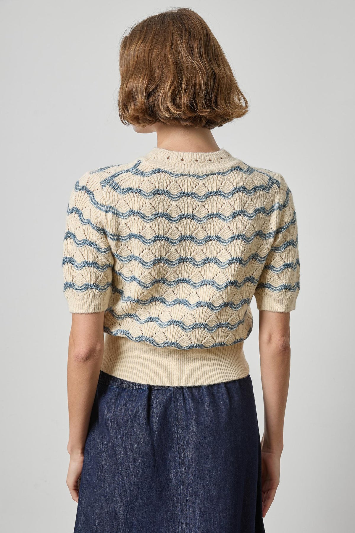 Lilla P Short Sleeve Multi Stitch Sweater