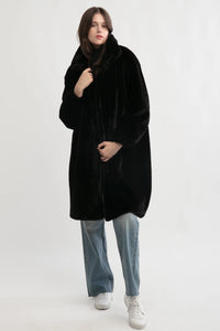 Look by M Shearling Stand Collar Coat