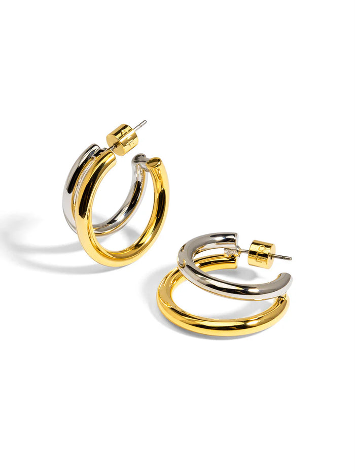 RHO Jewelry Two Tone Double Hoop Earrings