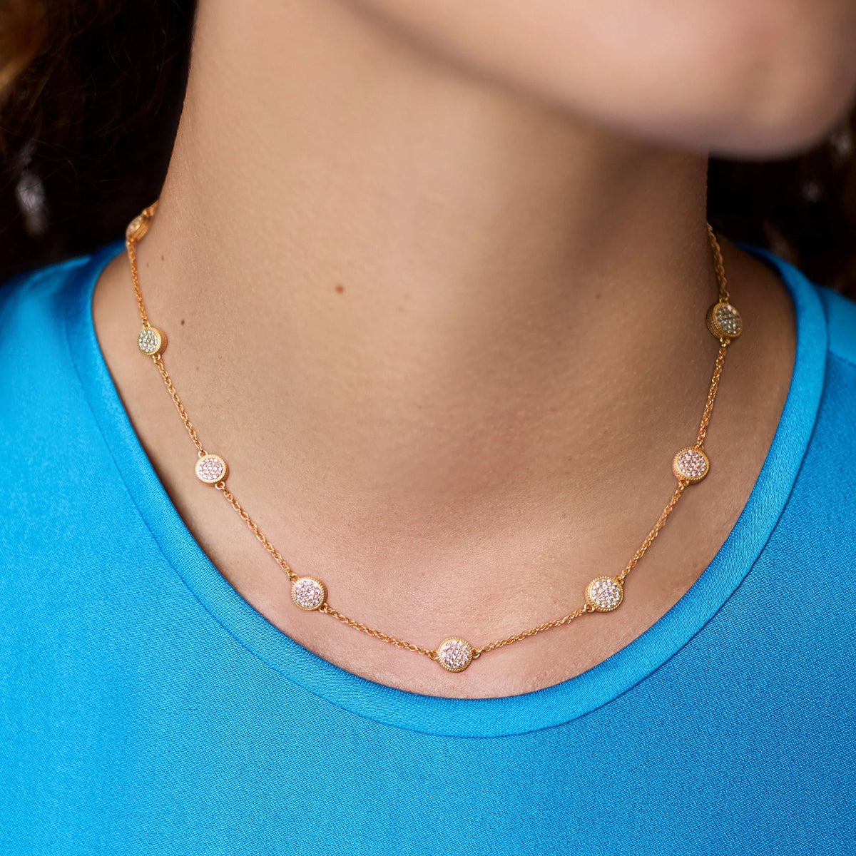 Julie Vos Windsor Delicate Station Cubic Zirconia Necklace