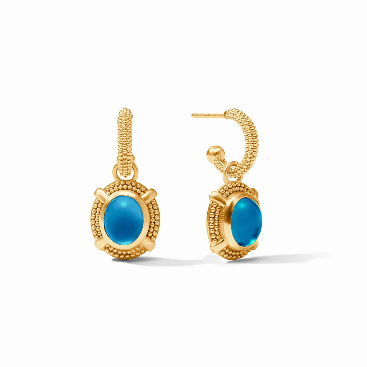 Julie Vos Cabochon Hoop & Charm Earring London Blue