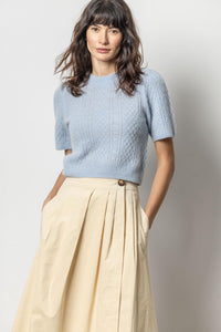 Lilla P Cropped Alpaca Cable Sweater