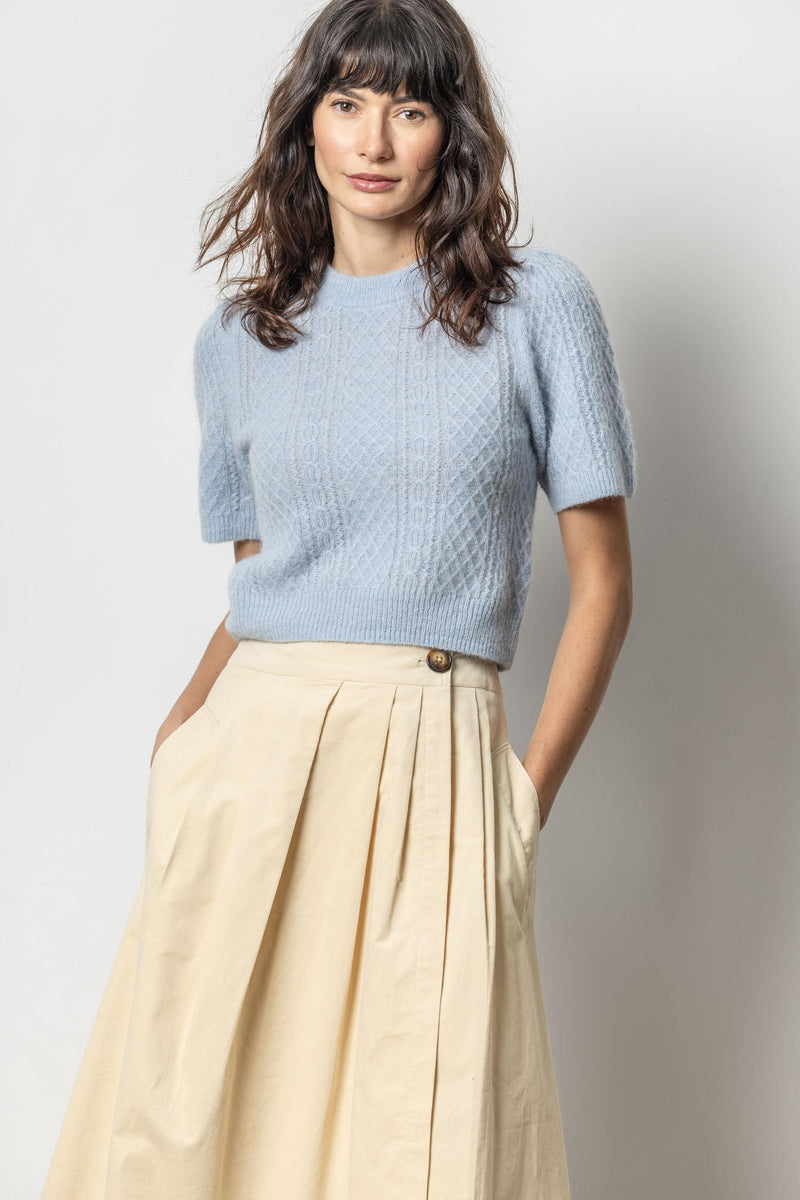 Lilla P Cropped Alpaca Cable Sweater