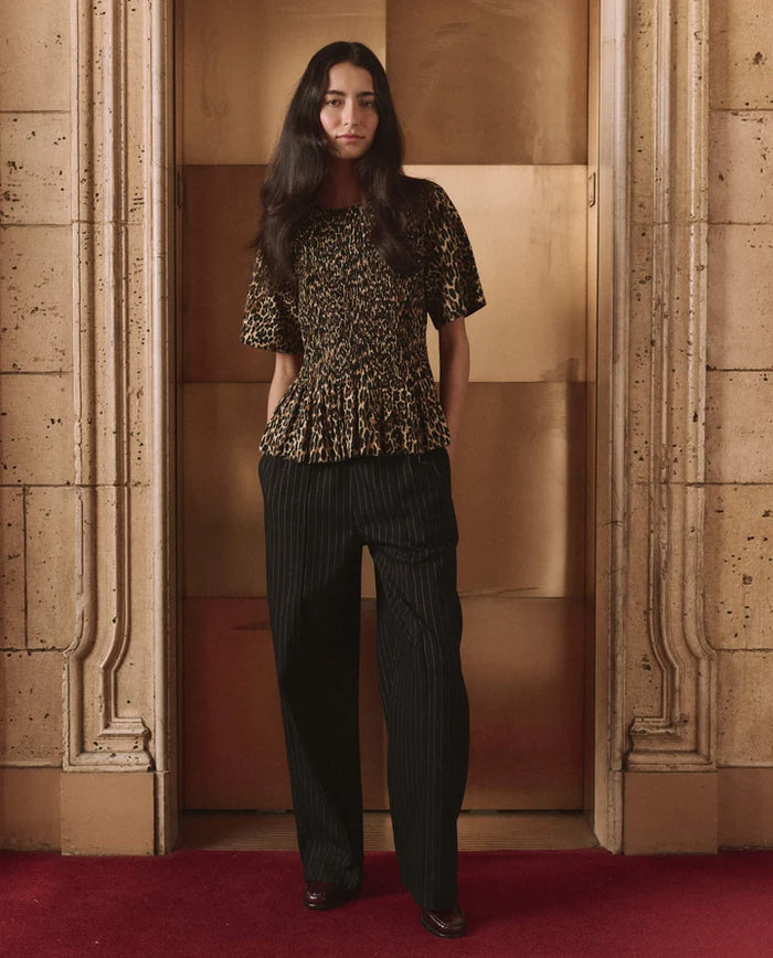 The Great Leopard Print Smocked Top