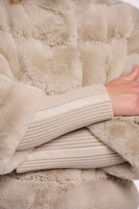 Rino & Pelle  Feline Faux Fur Jacket with Knit Sleeves