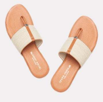 Andre Assous Nice Slide Sandal - Beige Linen - 8